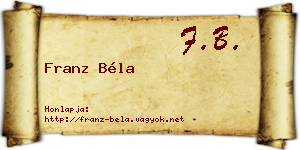 Franz Béla névjegykártya